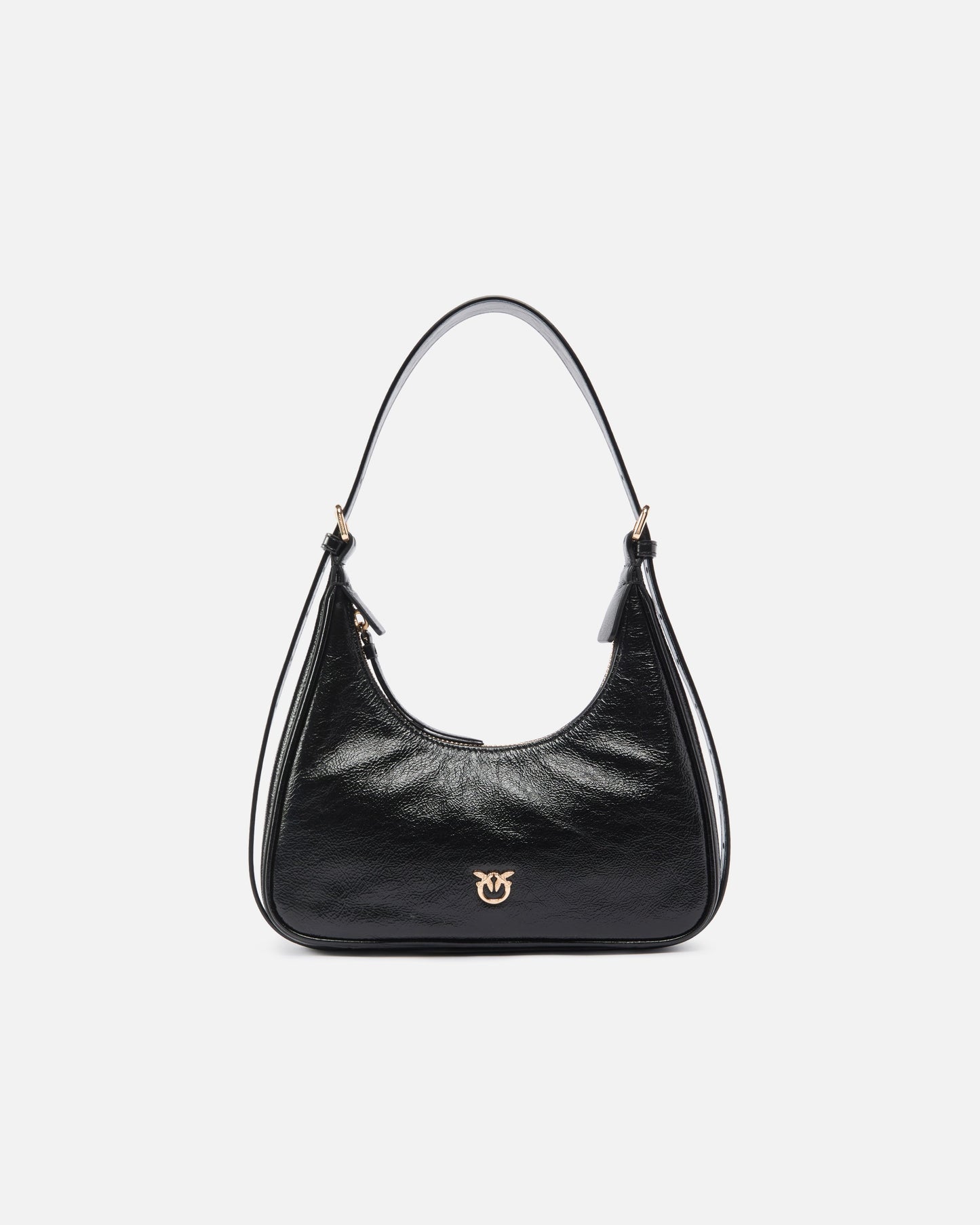 Miss logo Mini hobo shoulder bag in shiny leather