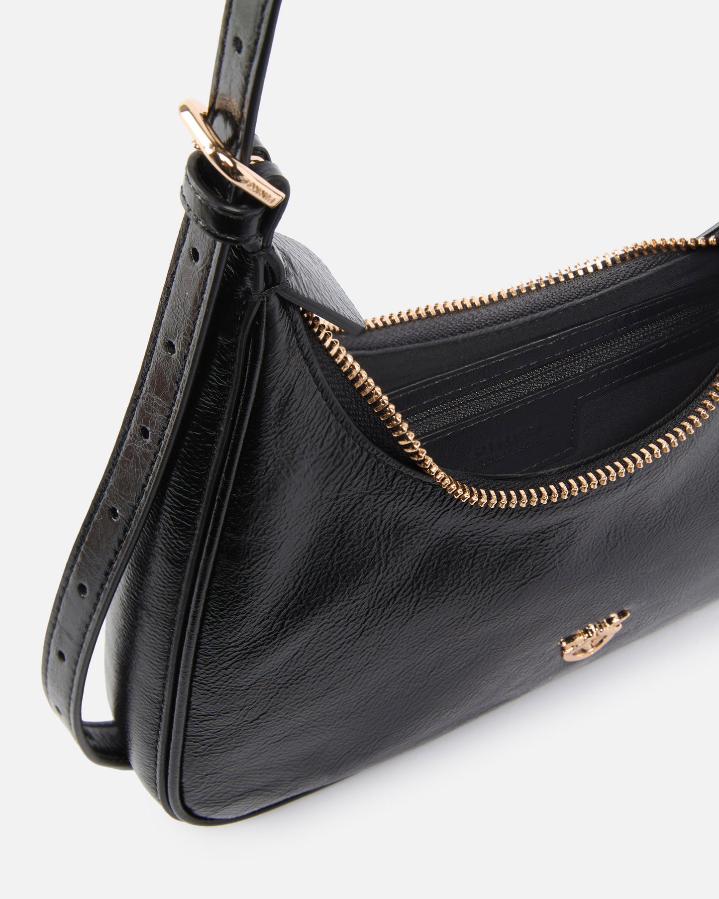 Miss logo Mini hobo shoulder bag in shiny leather