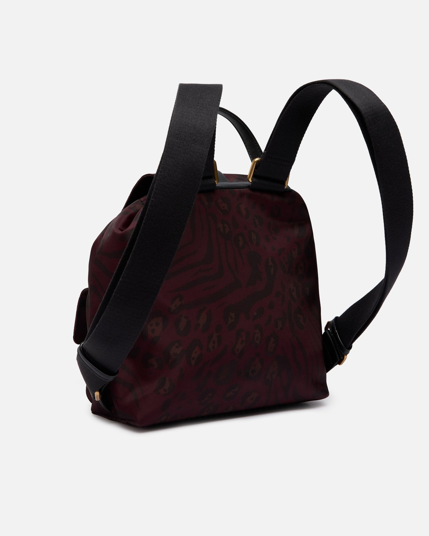 Medium nylon backpack with animal print