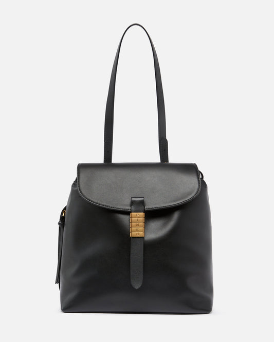 Medium Saddle Backpack in leather with logo rings