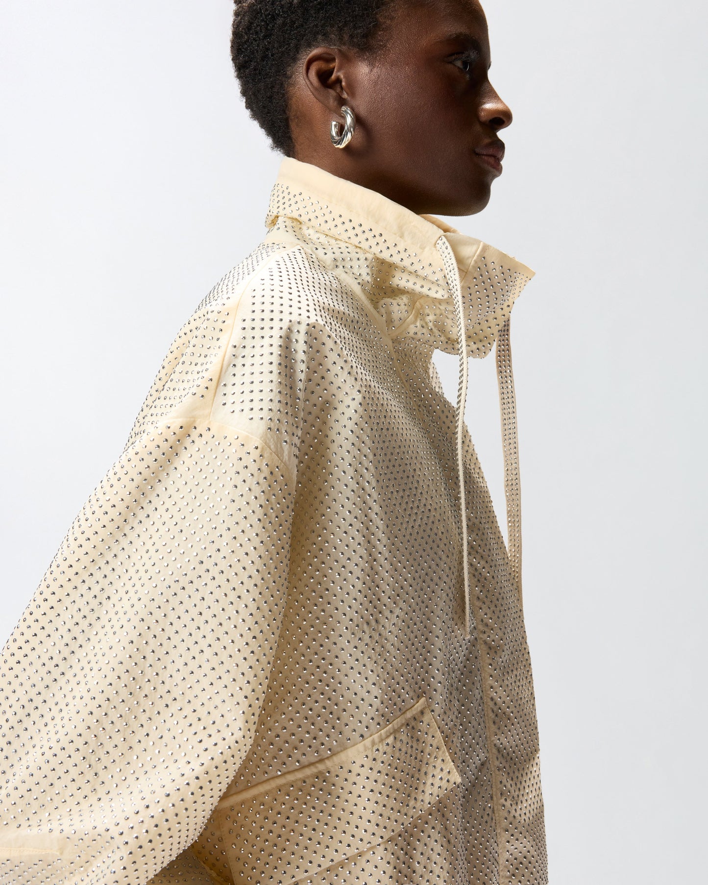 Blouson jacket with all-over micro studs