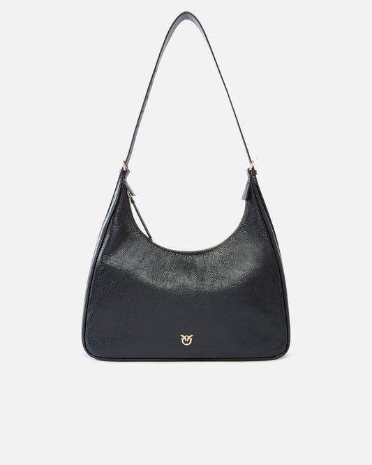 Miss logo medium hobo shoulder bag in shiny leather
