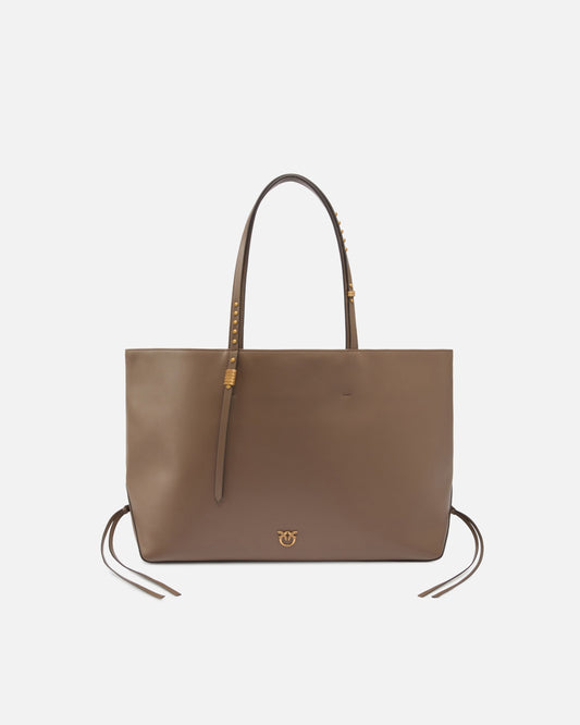 Medium leather shopper bag with metal details
