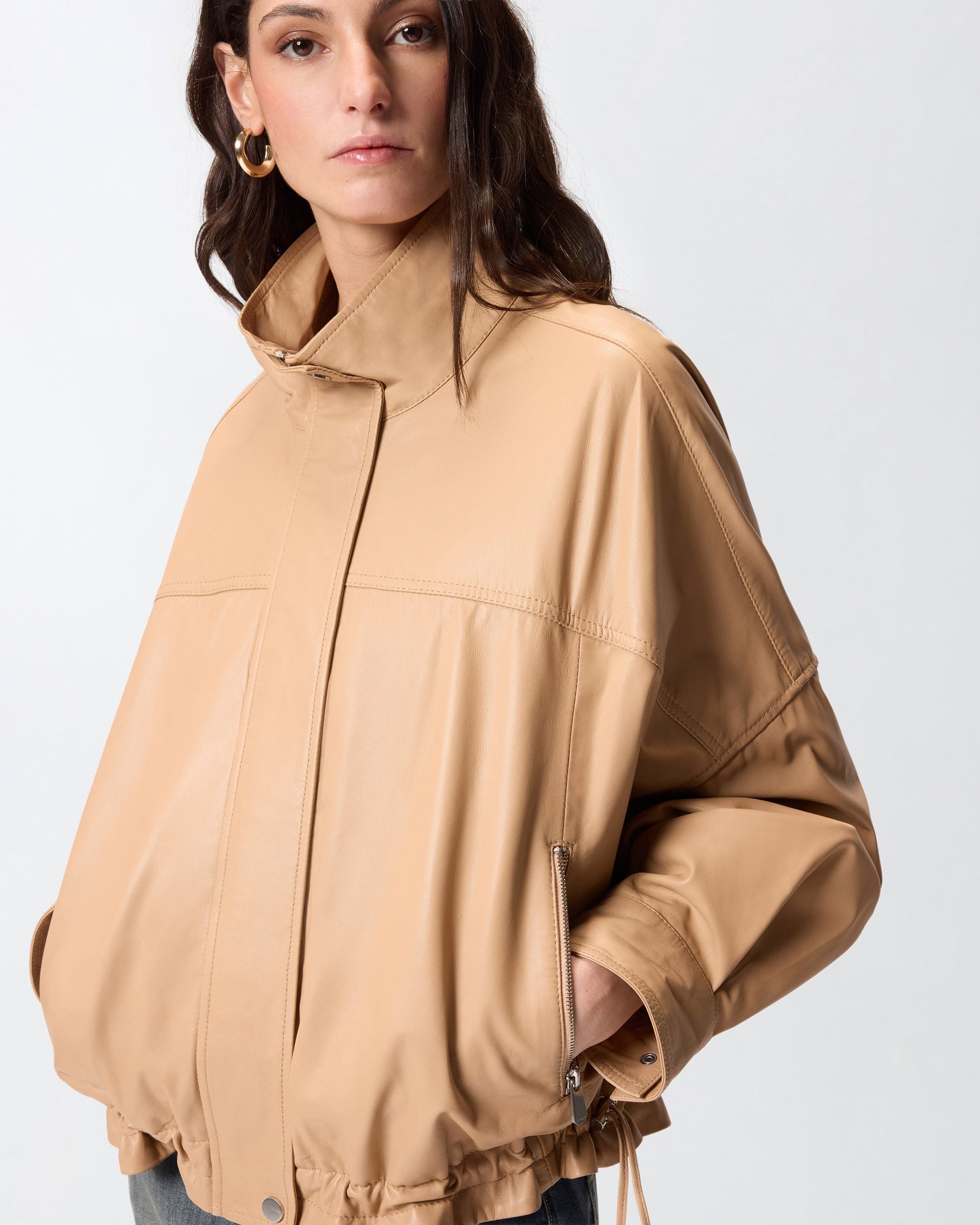 Nappa leather blouson jacket