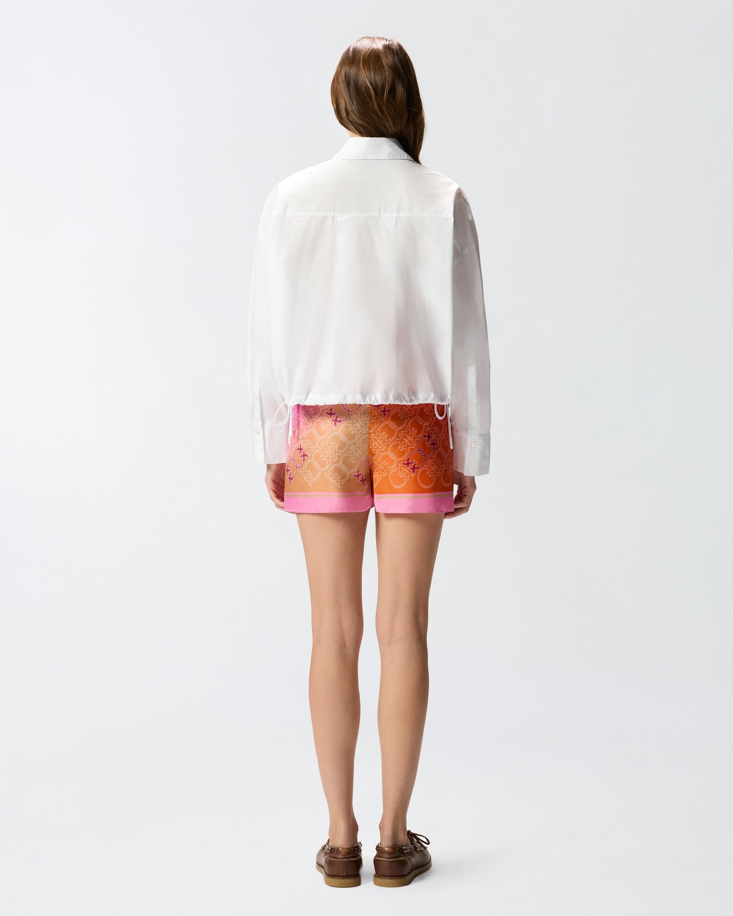 Cropped shirt in striped cotton with logo
