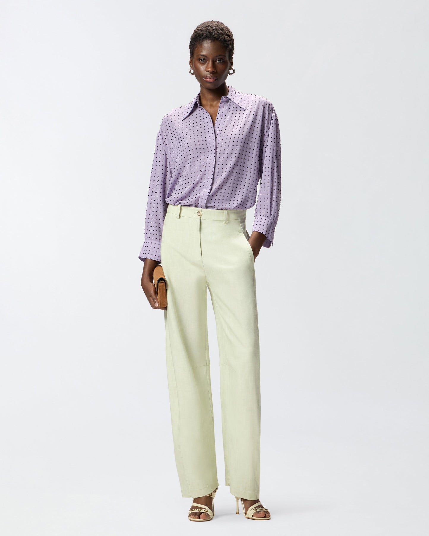 Rhinestoned georgette shirt