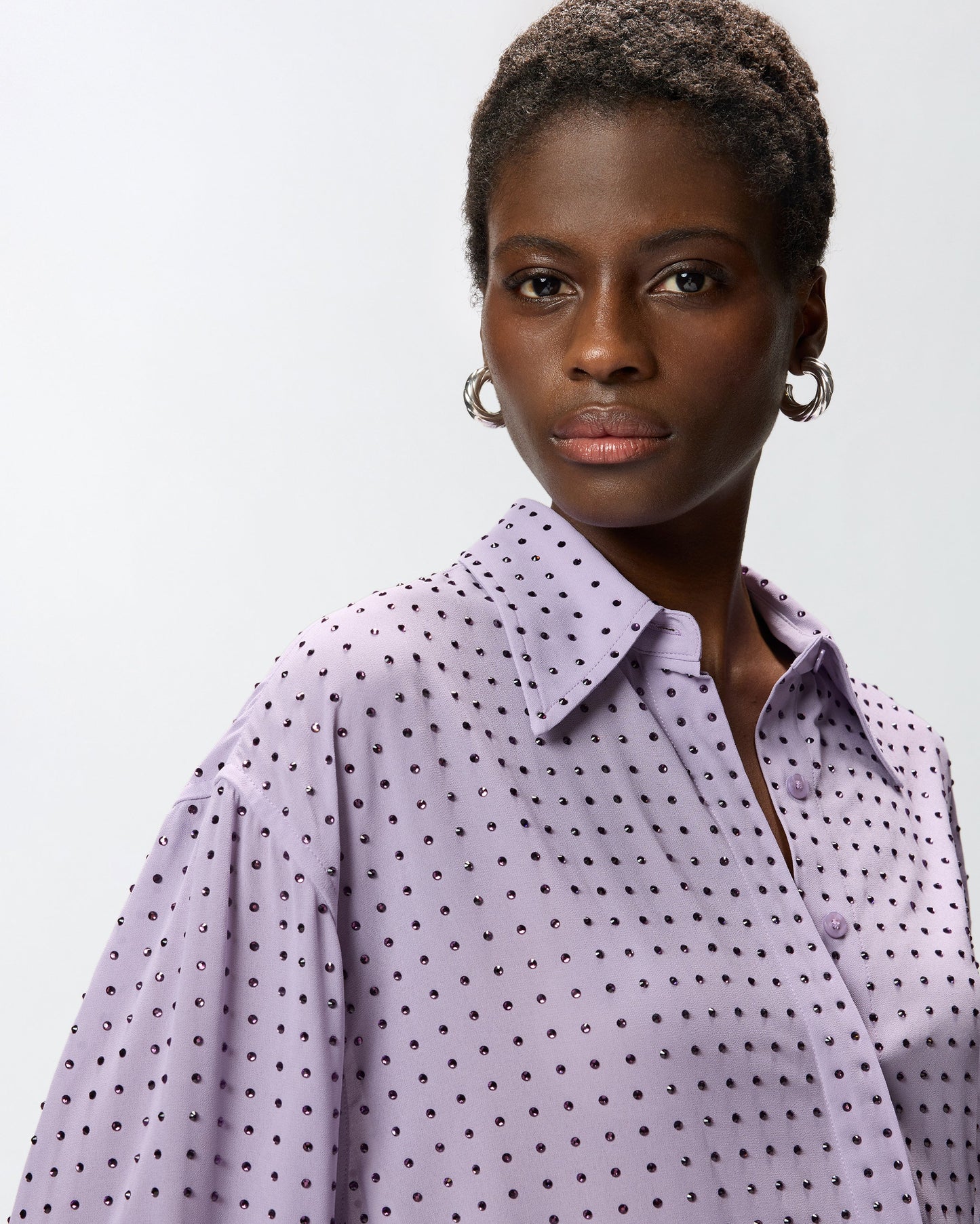 Rhinestoned georgette shirt