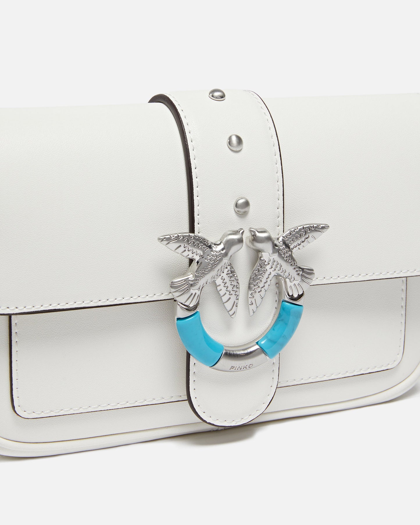 Mini Love Bag One Pocket shoulder bag in leather with turquoise buckle