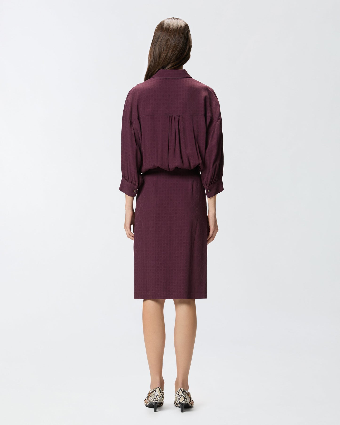 Midi dress with shirt-style top and belt