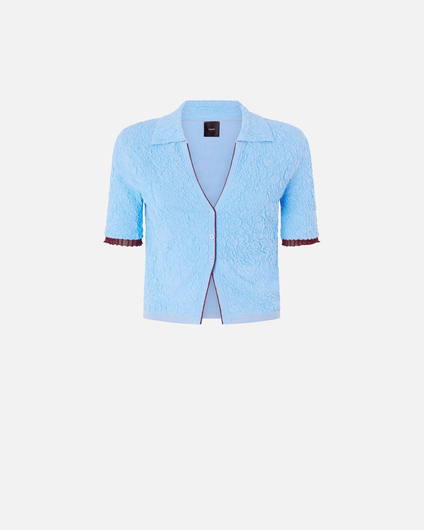 Jacquard polo cropped cardigan