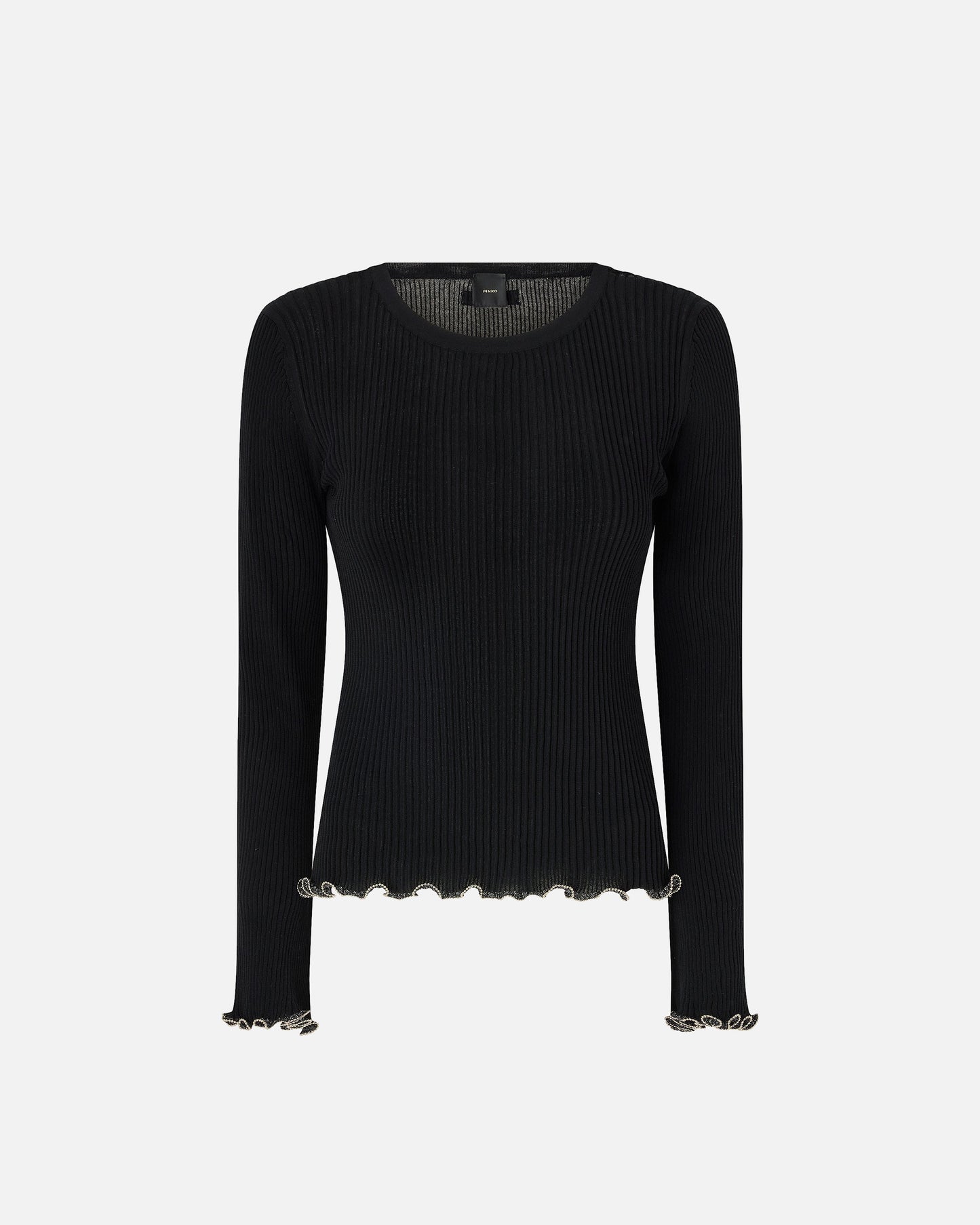 Ribbed sweater with jewel edges
