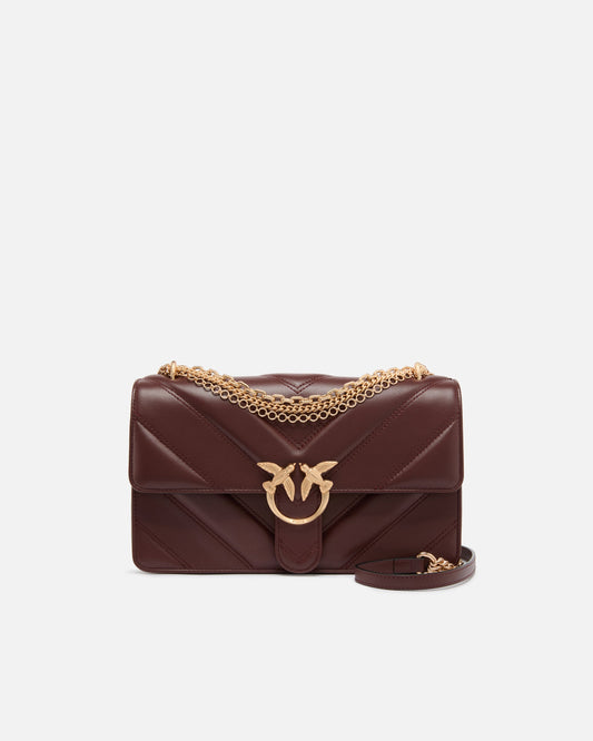 Love Bag One medium shoulder bag in chevron leather and nappa with triple chain