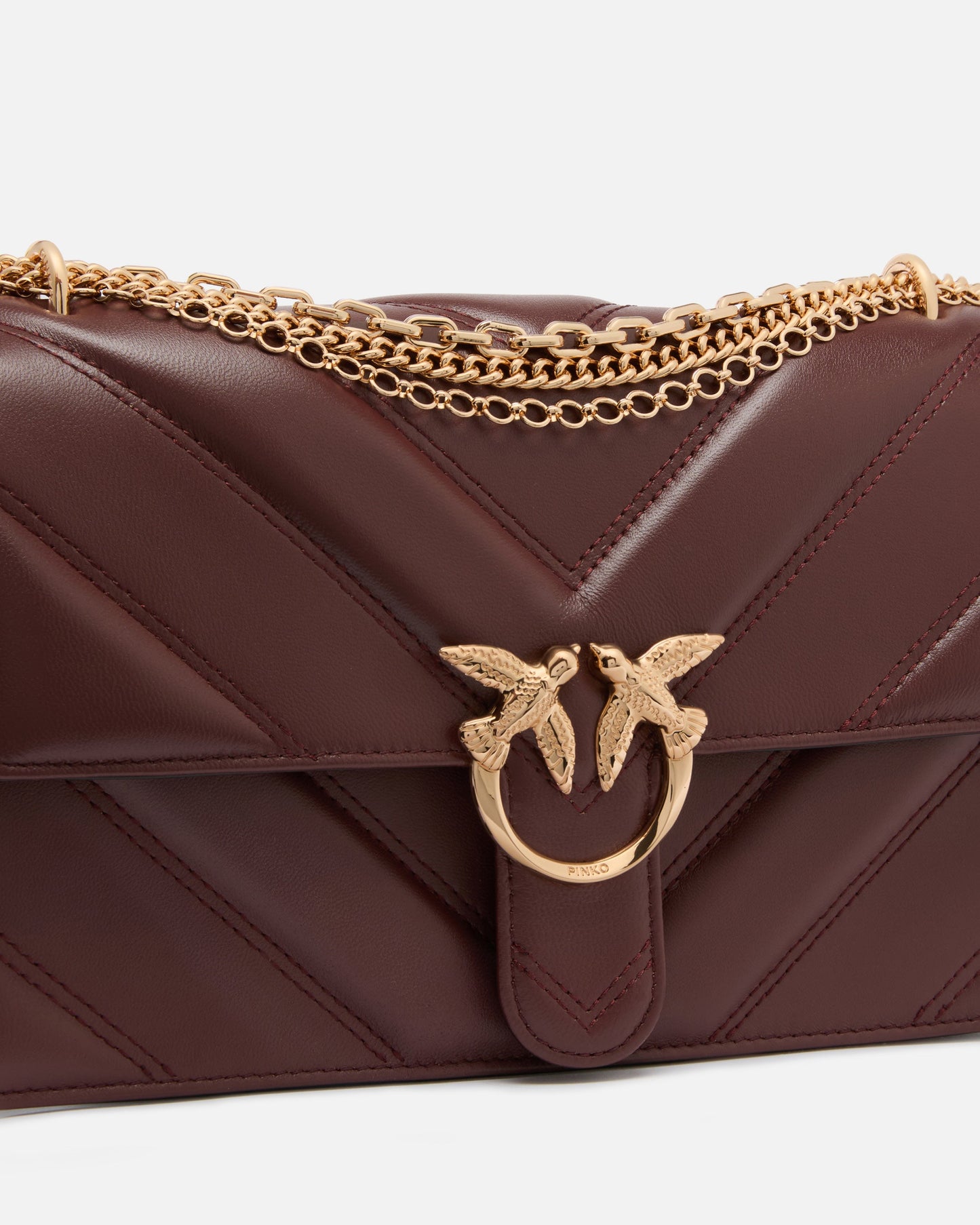 Love Bag One medium shoulder bag in chevron leather and nappa with triple chain