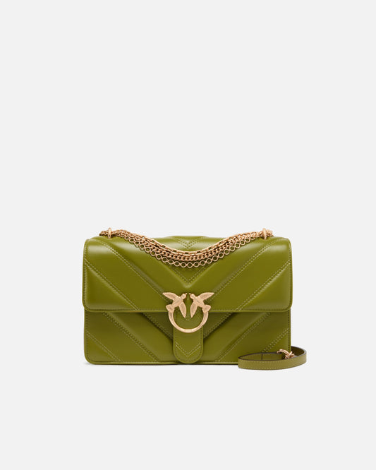 Love Bag One medium shoulder bag in chevron leather and nappa with triple chain