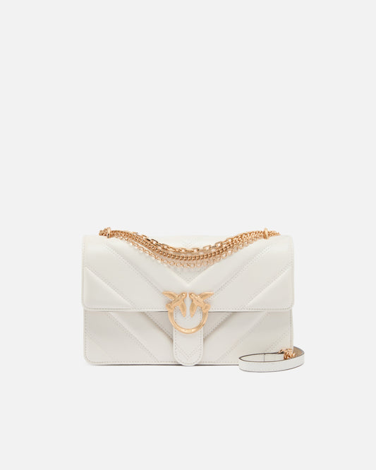 Love Bag One medium shoulder bag in chevron leather and nappa with triple chain