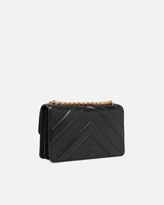 Love Bag One medium shoulder bag in chevron leather and nappa with triple chain