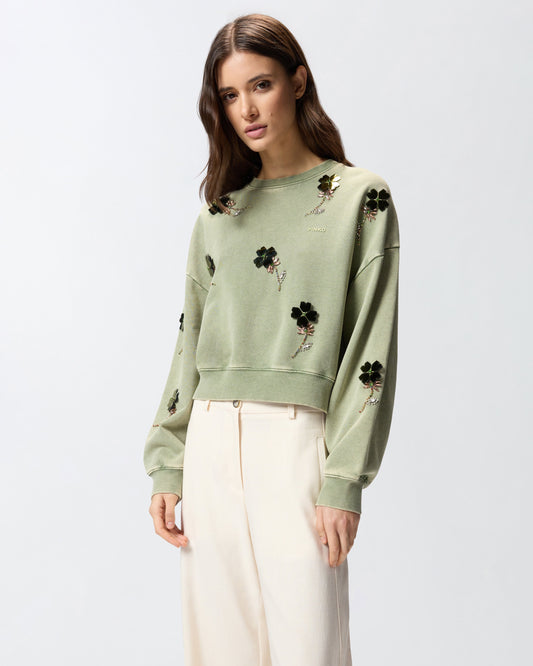 Sweatshirt with jewel flowers