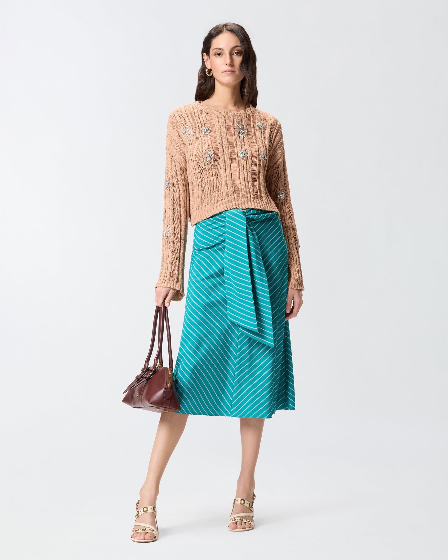 Openwork sweater with jewel details