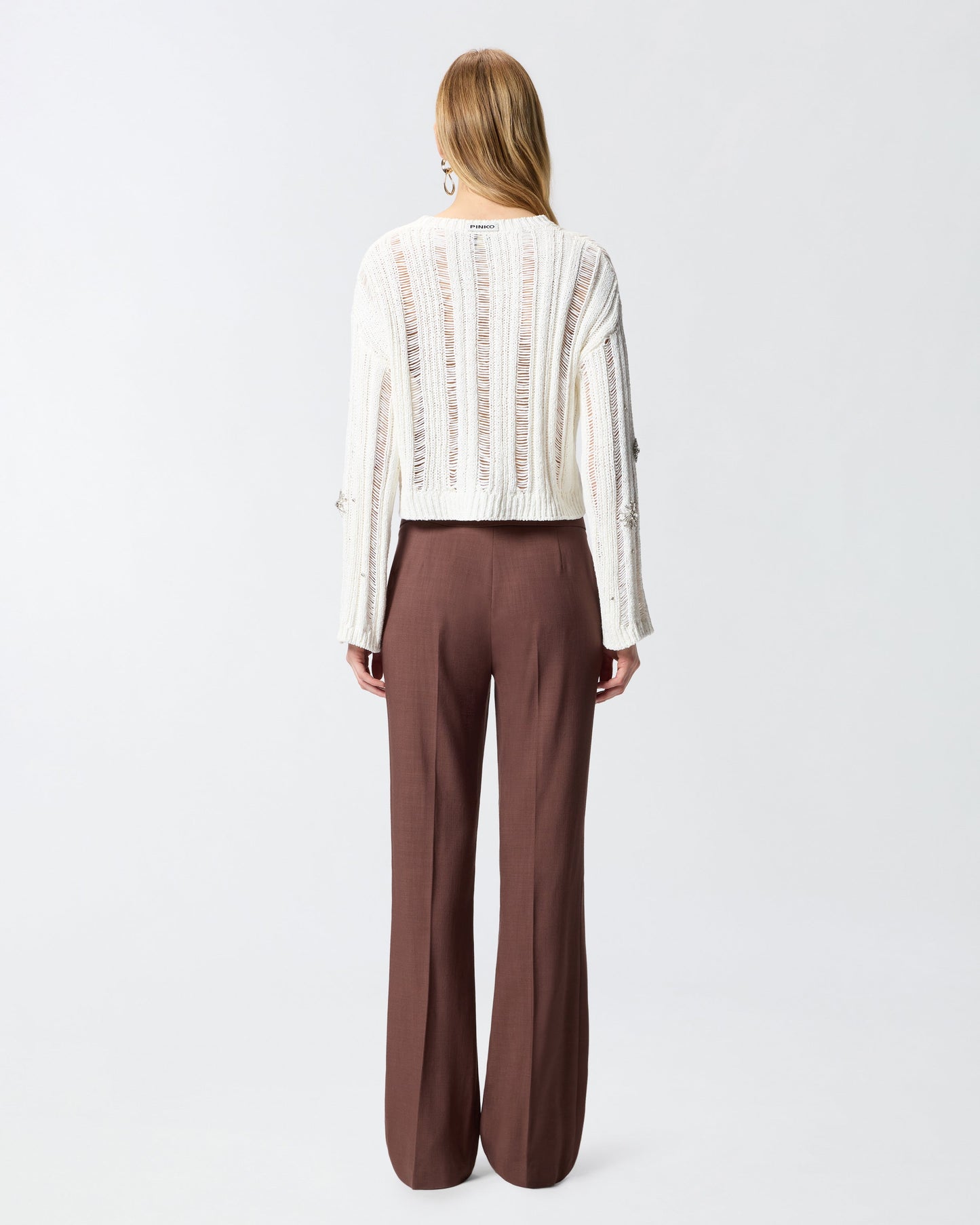 Openwork sweater with jewel details