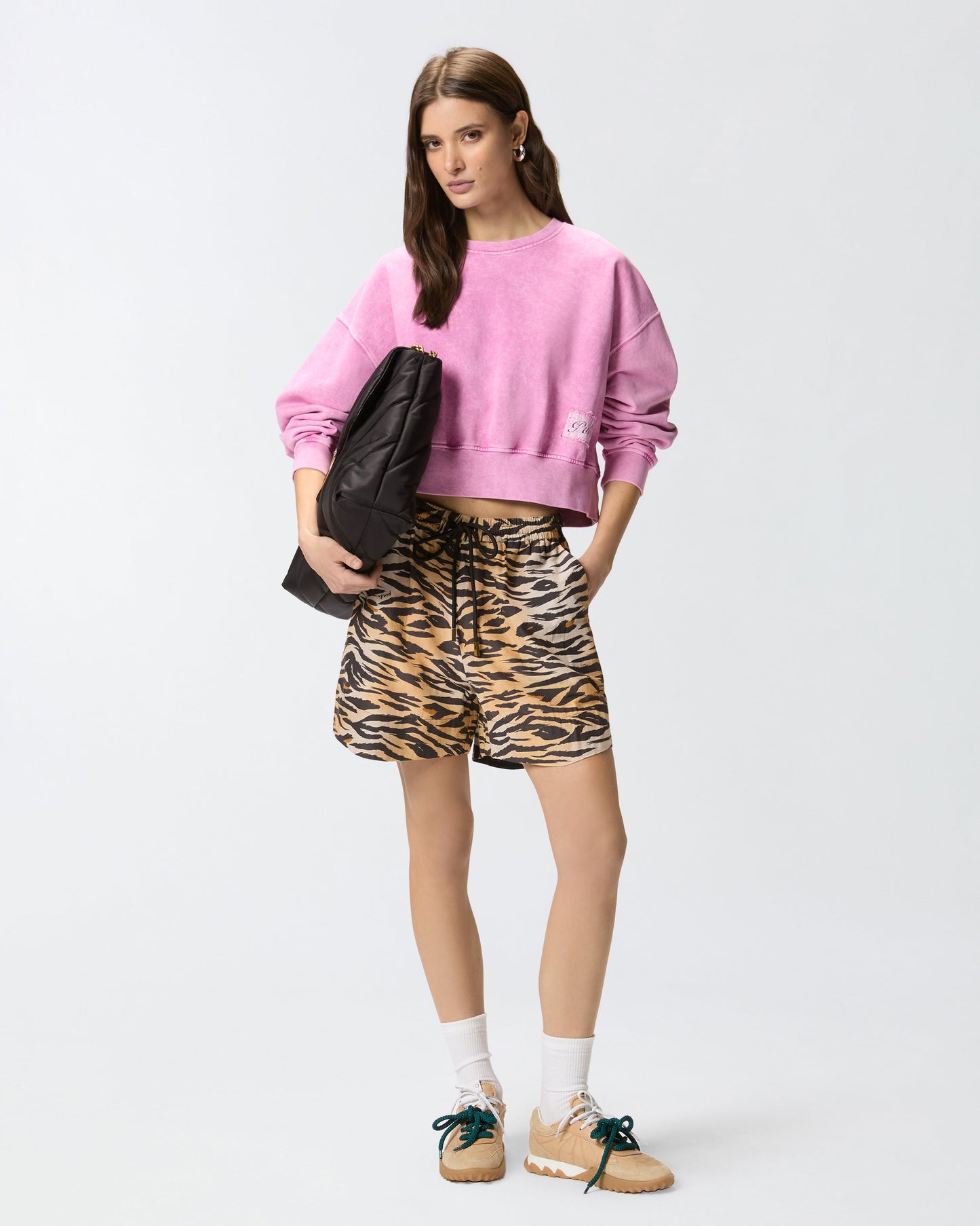 Cropped sweatshirt with branded label