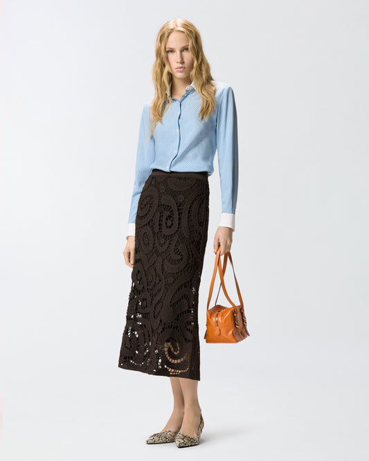 Geometric crocheted midi skirt