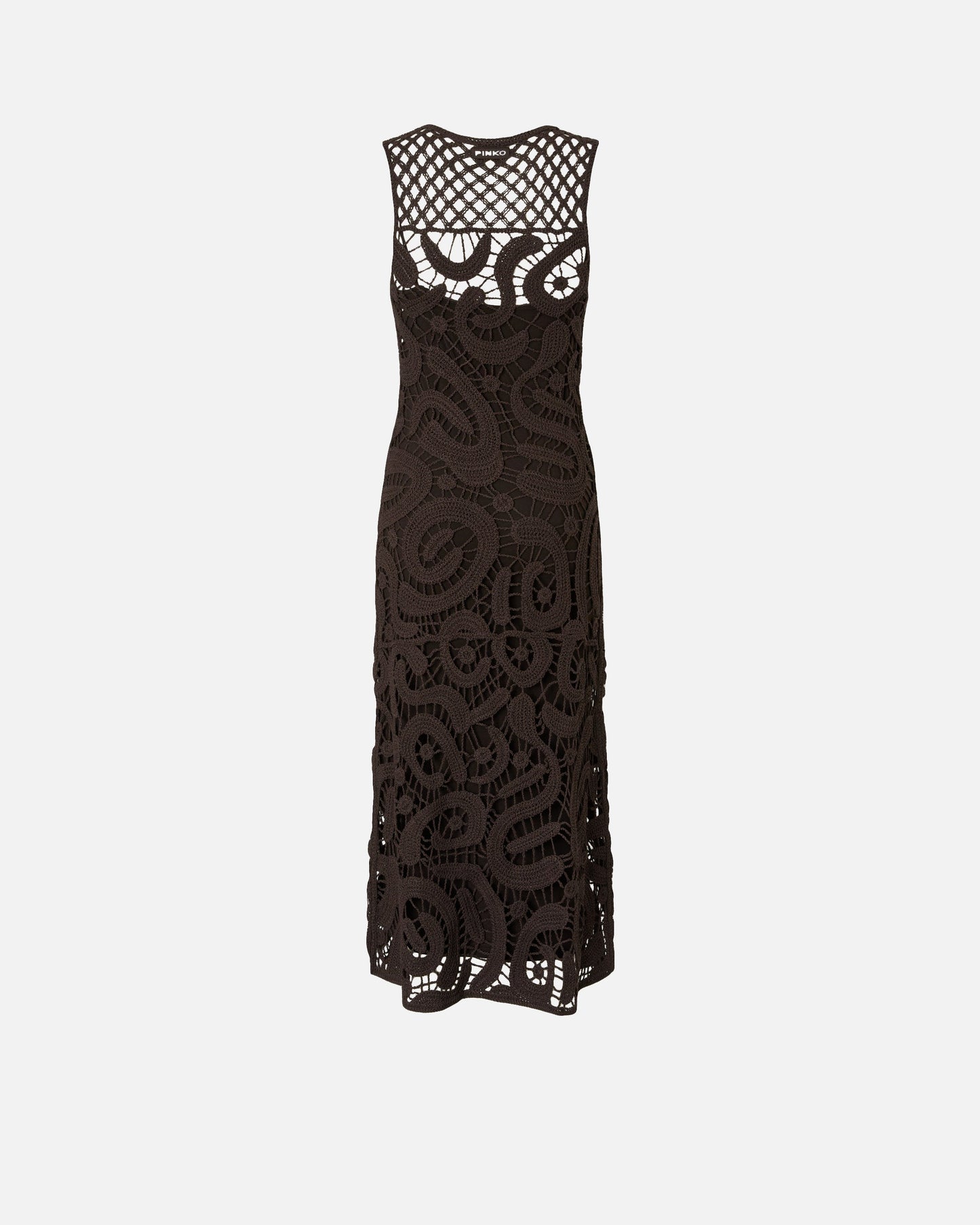 Sleeveless midi dress in geometric crochet