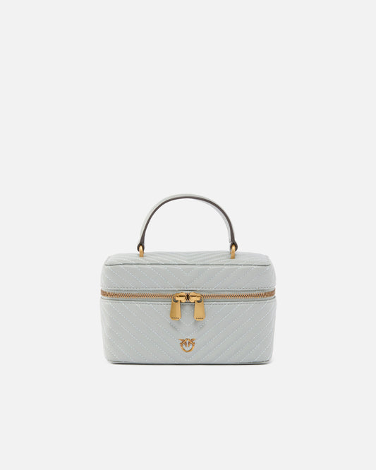 Small beauty case with shoulder strap in chevron nappa
