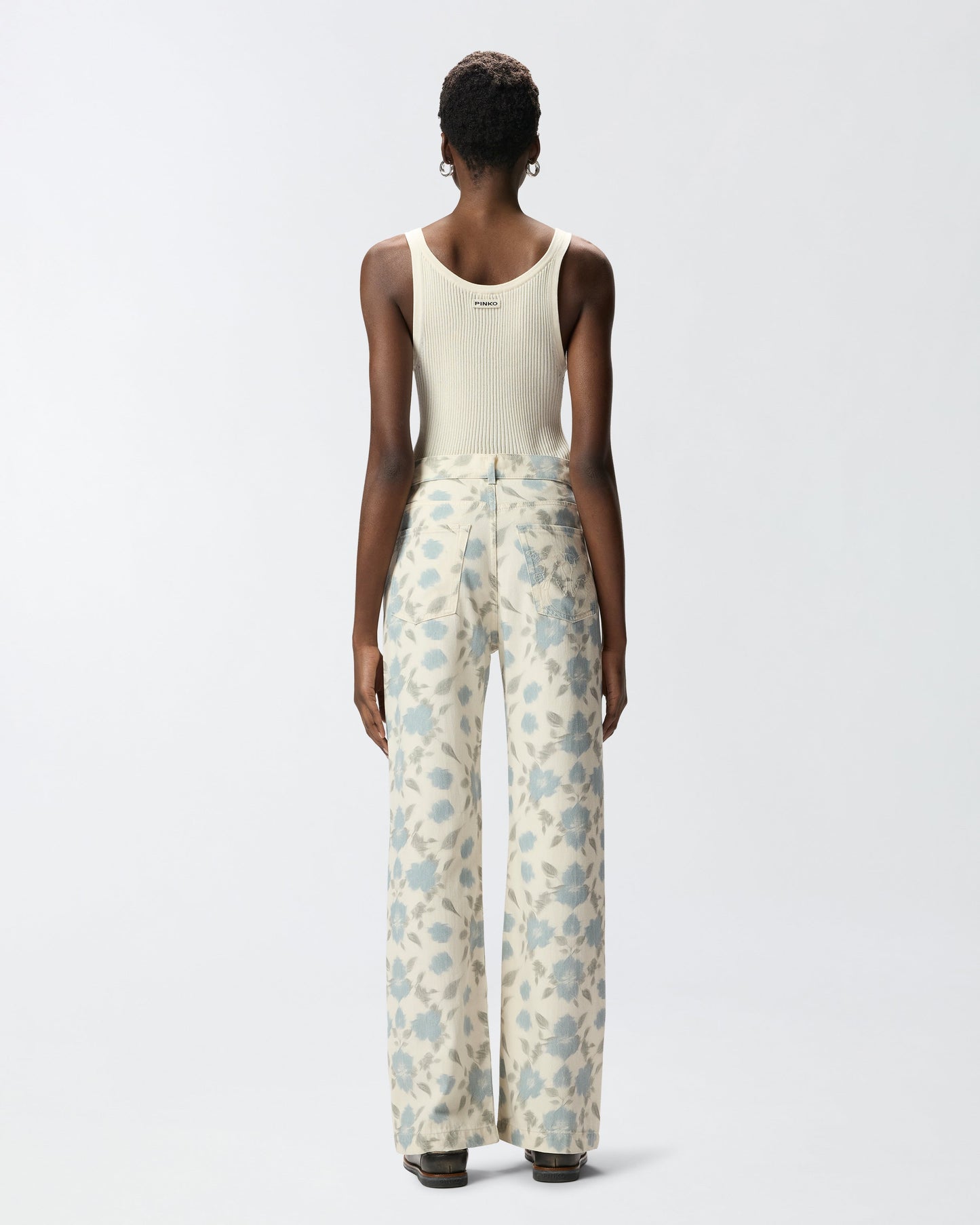 Wide-leg trousers with Cottage Flower print