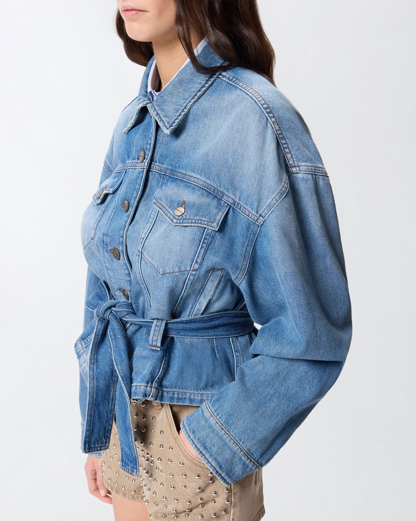 Denim jacket with belt