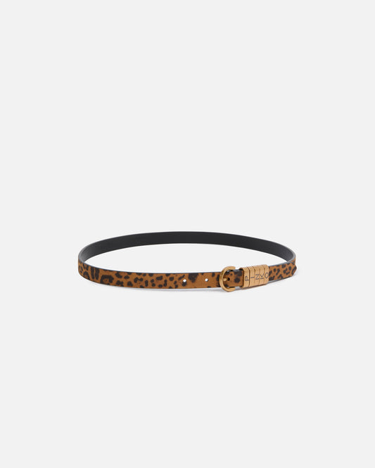 Suede belt with leopard print, 2cm