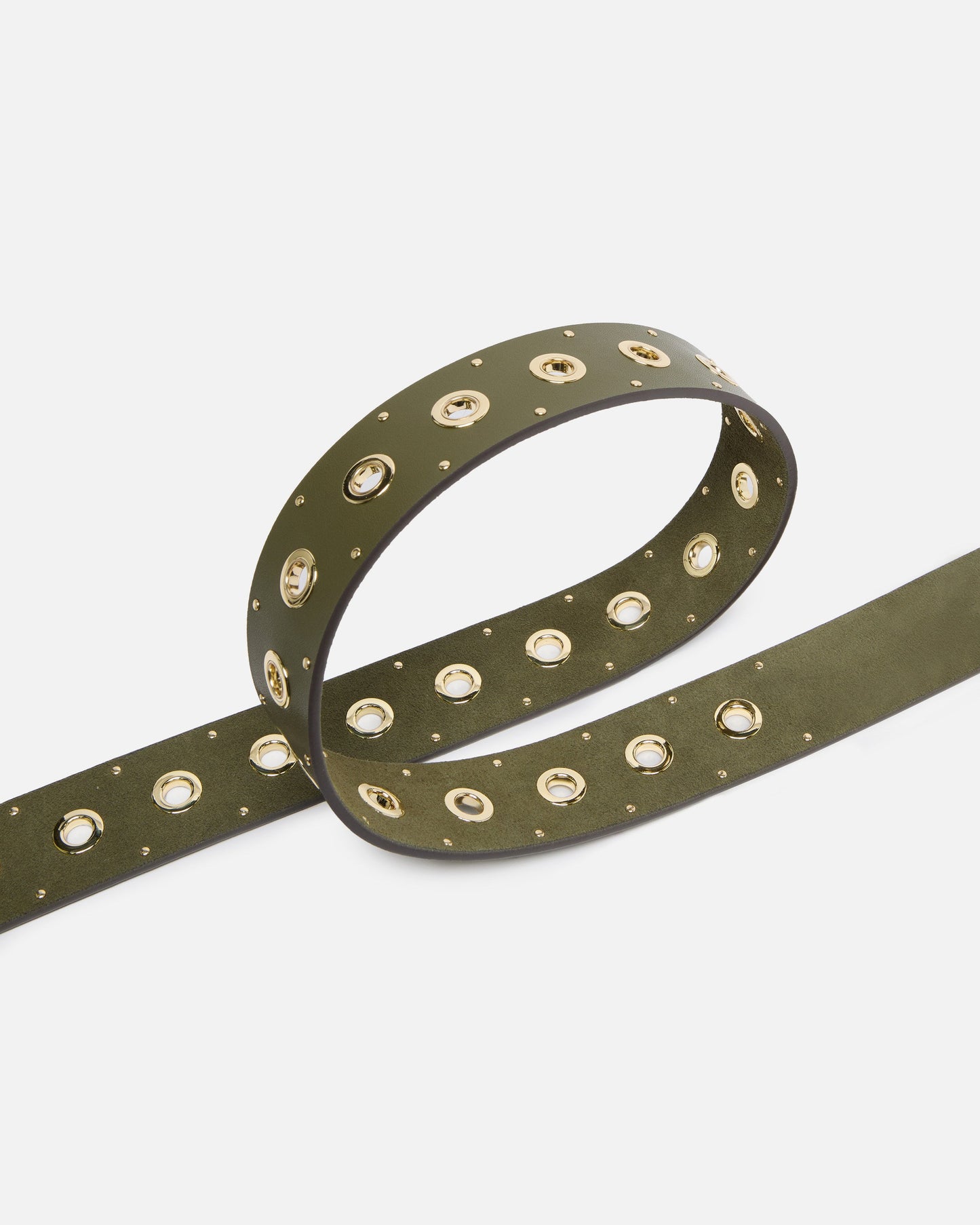 Leather belt with eyelets, 4cm