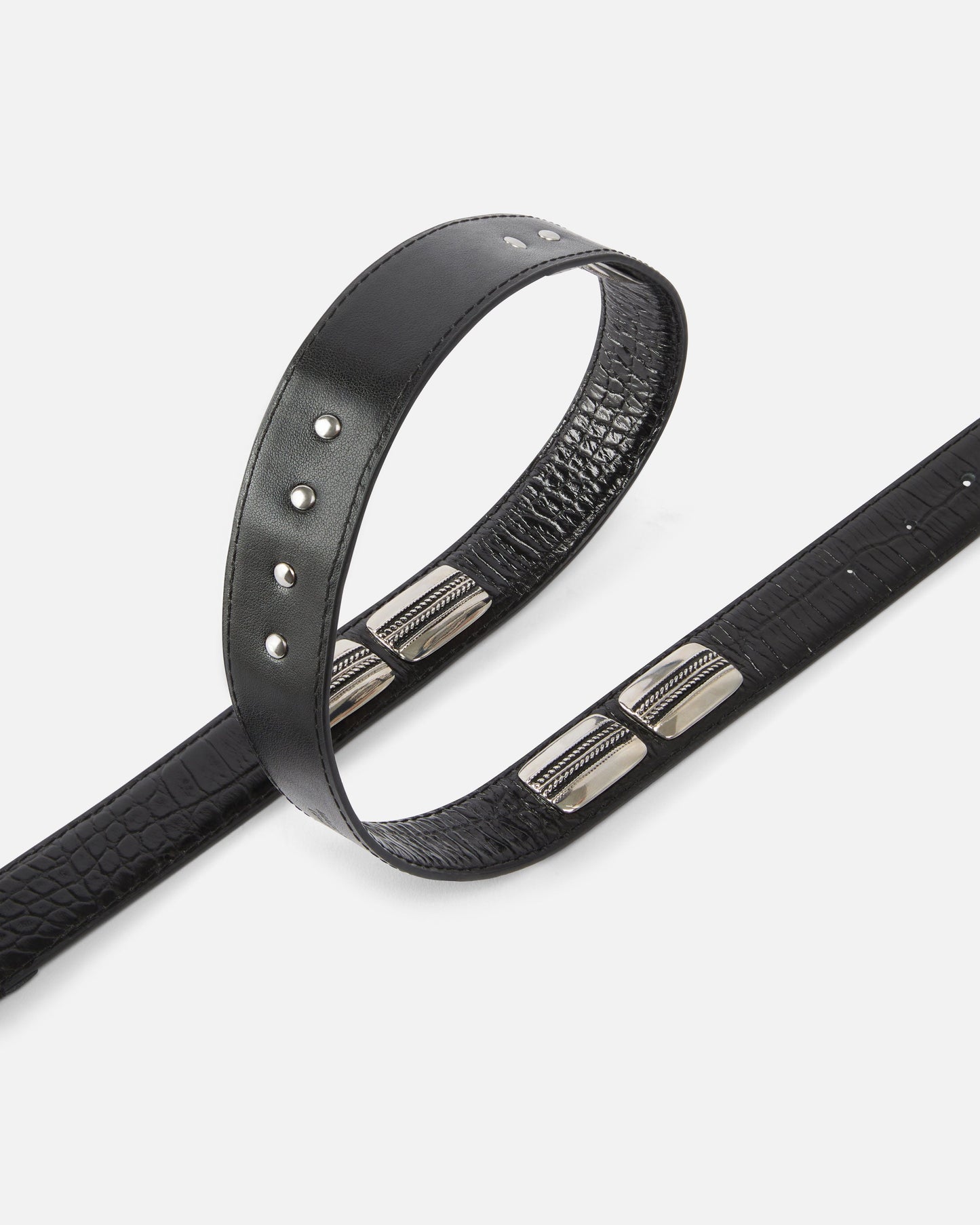 Texan belt in crocodile-print leather, 3 cm