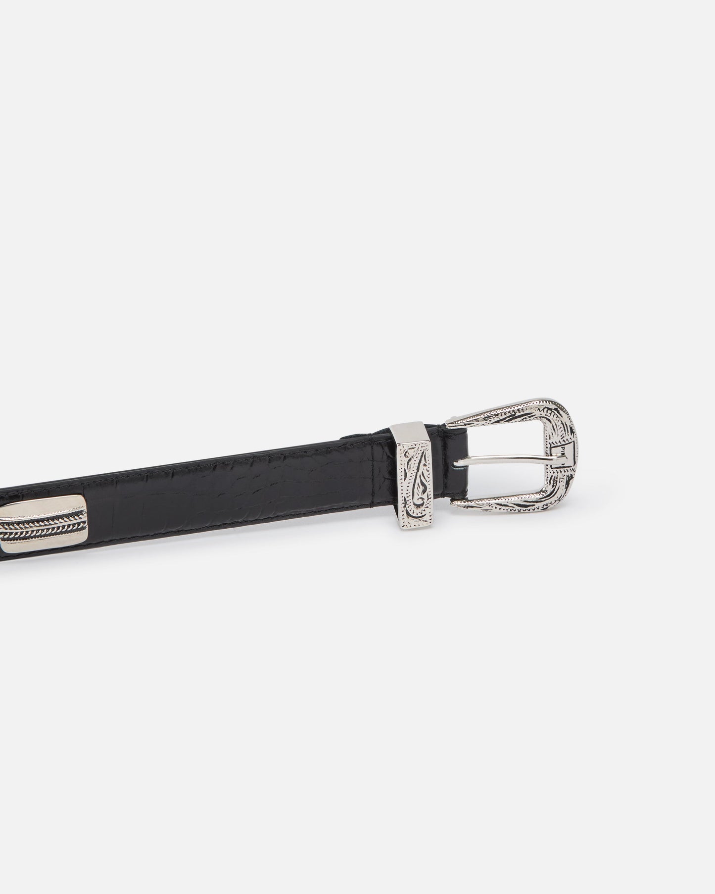 Texan belt in crocodile-print leather, 3 cm