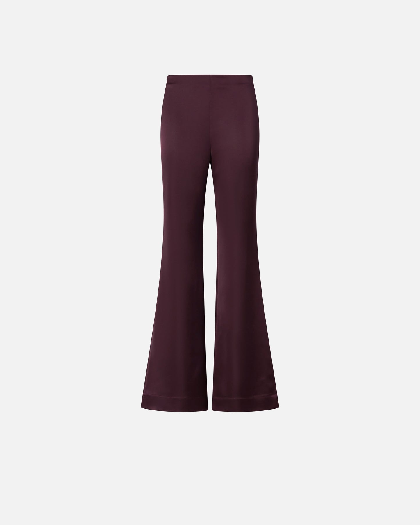 Flared trousers in satin