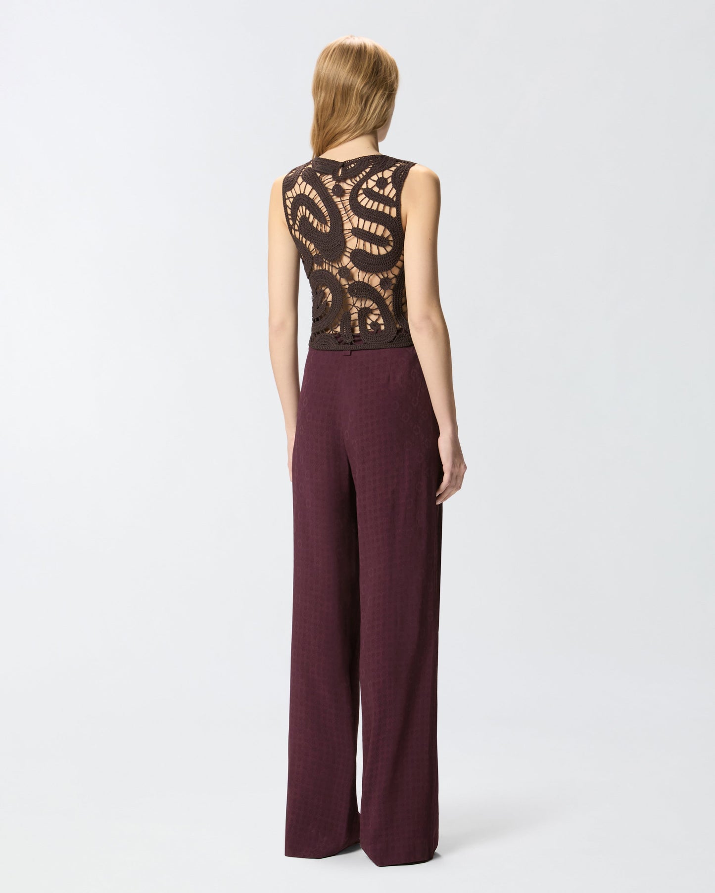 Geometric crocheted sleeveless top