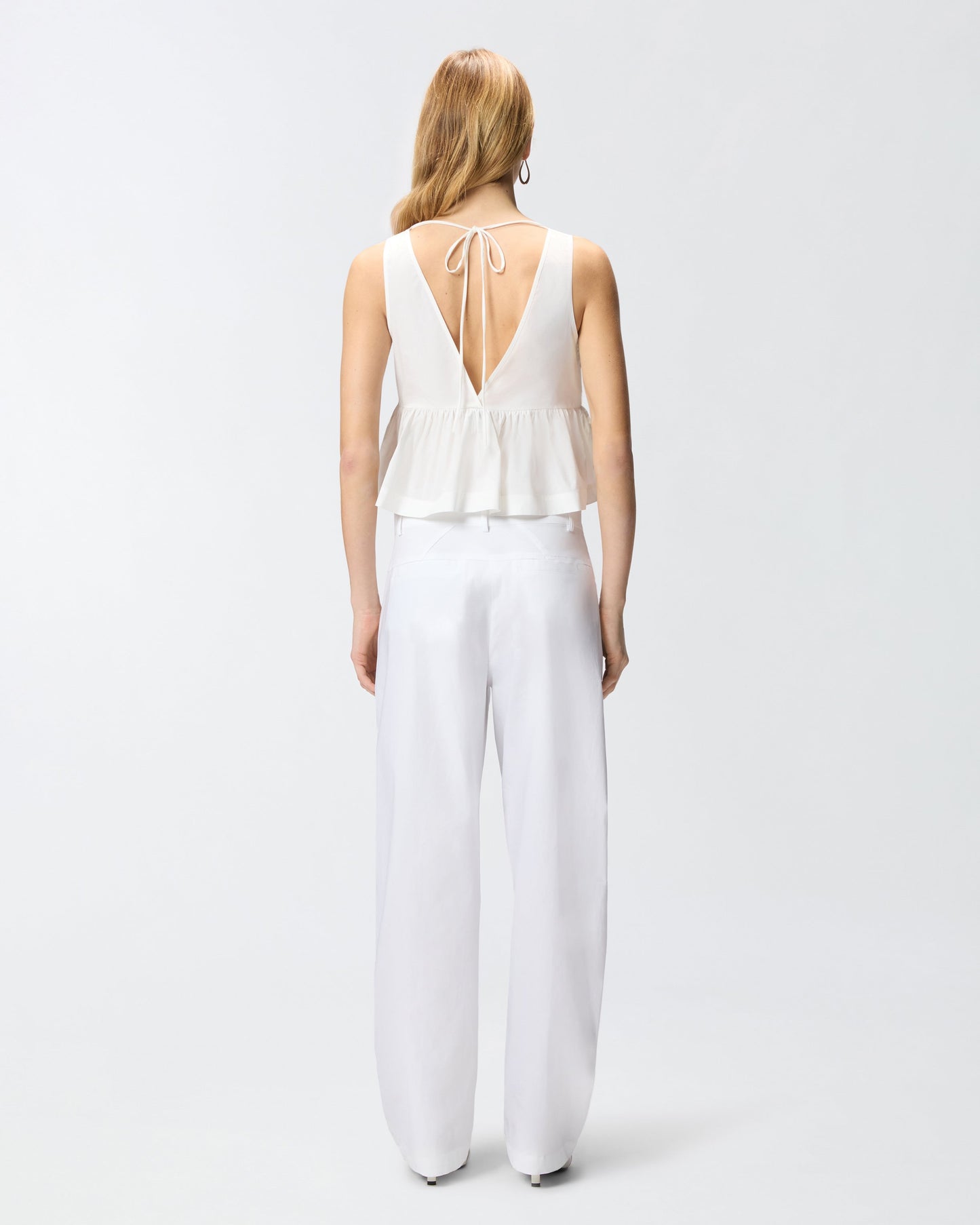 Crop top with ruffle and ties
