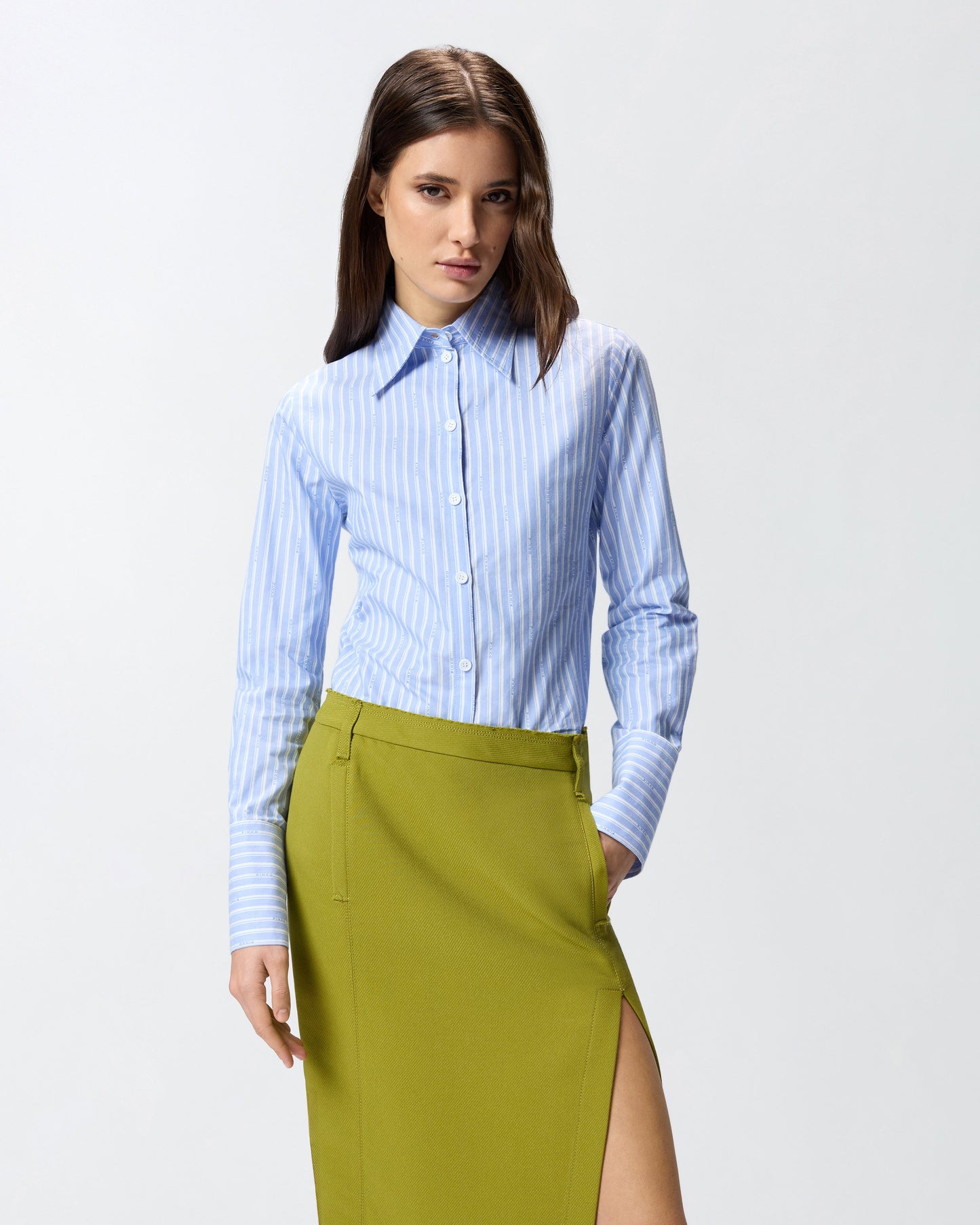 Striped cotton shirt with logo