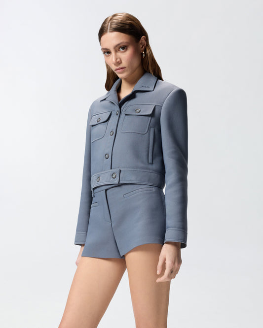Cropped jacket with topstitching