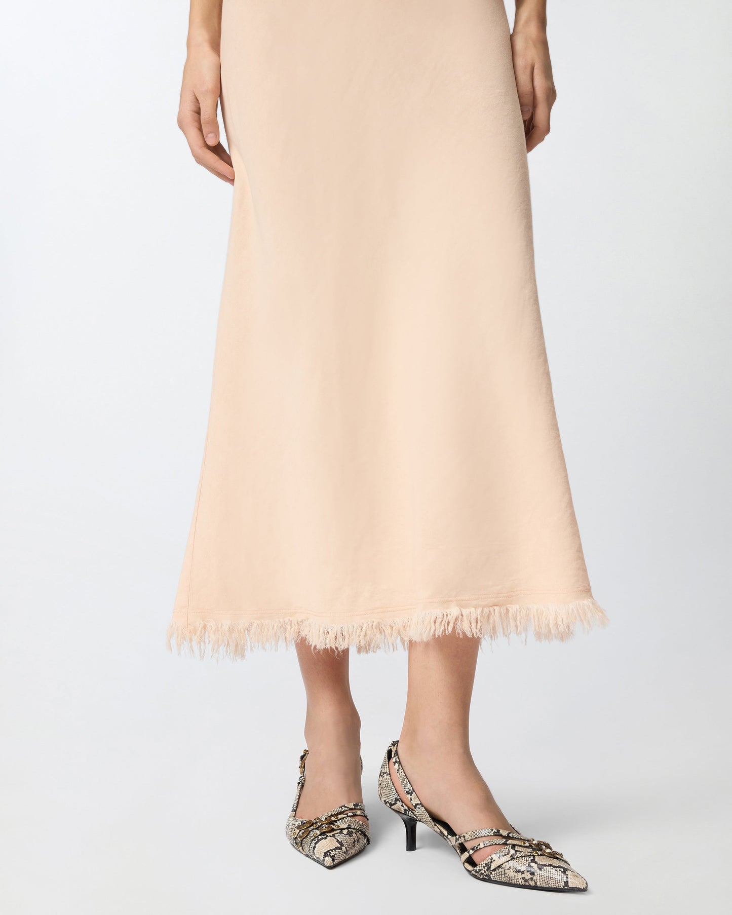 Midi skirt in linen blend with belt