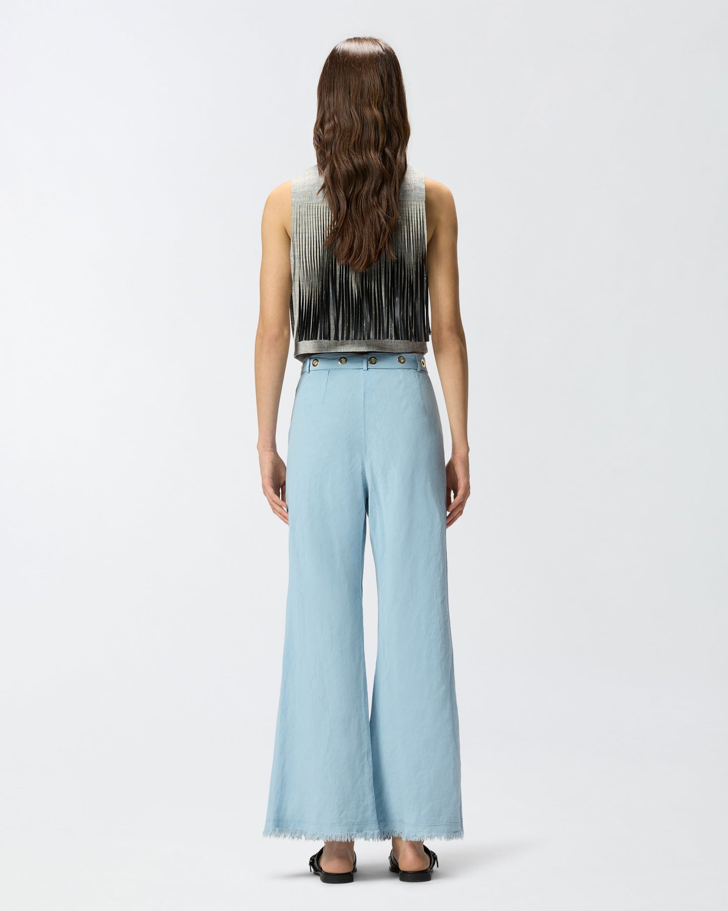 Trousers in linen blend with belt