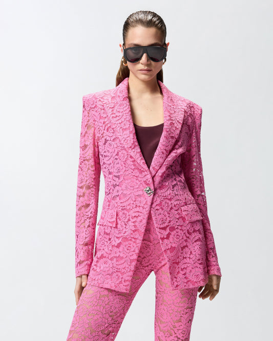 Lace blazer with jewel buttons