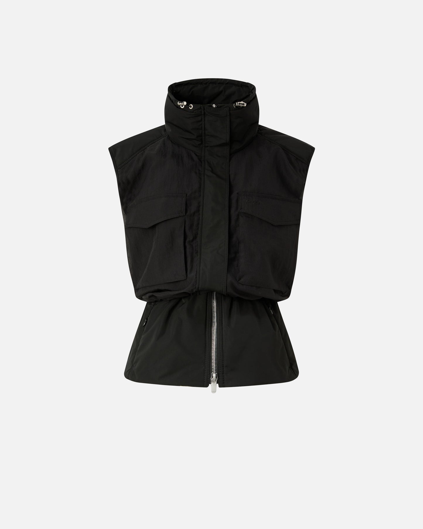 Sleeveless down jacket with drawstring