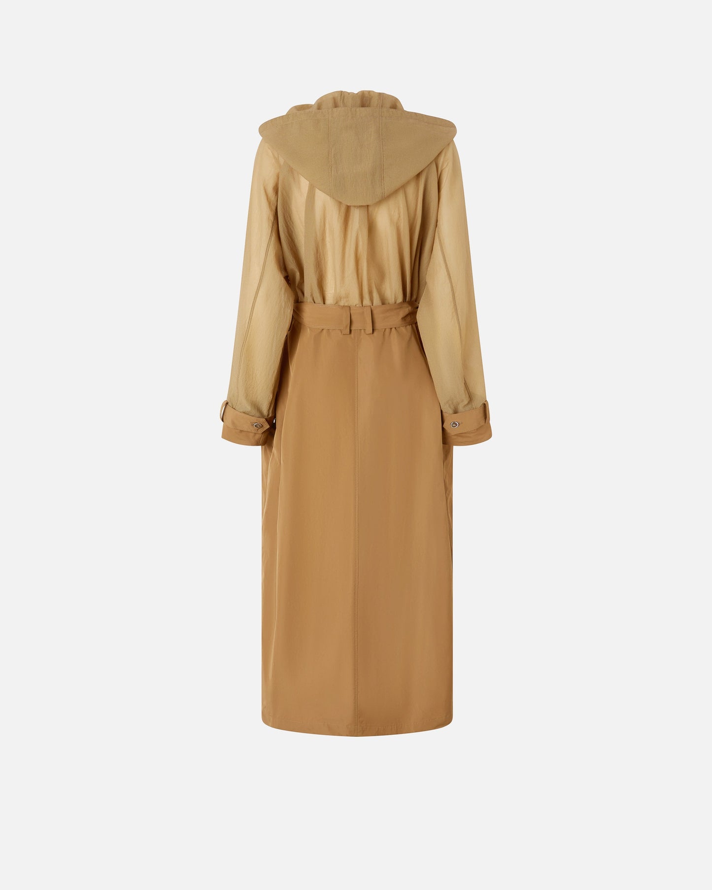 Trench coat with sheer inserts