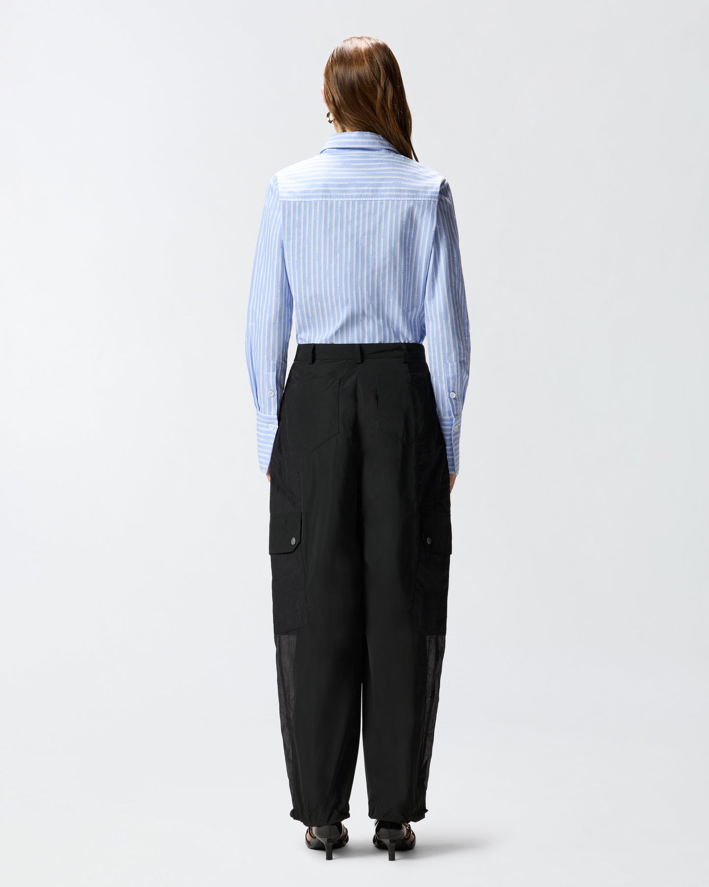Workwear trousers with sheer inserts