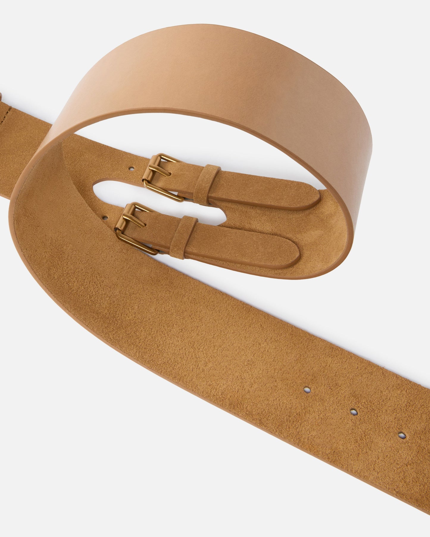 Split leather belt with straps, 6 cm