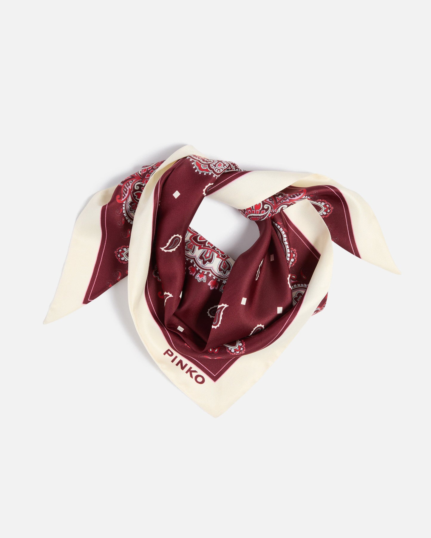 Triangular scarf with floral paisley print
