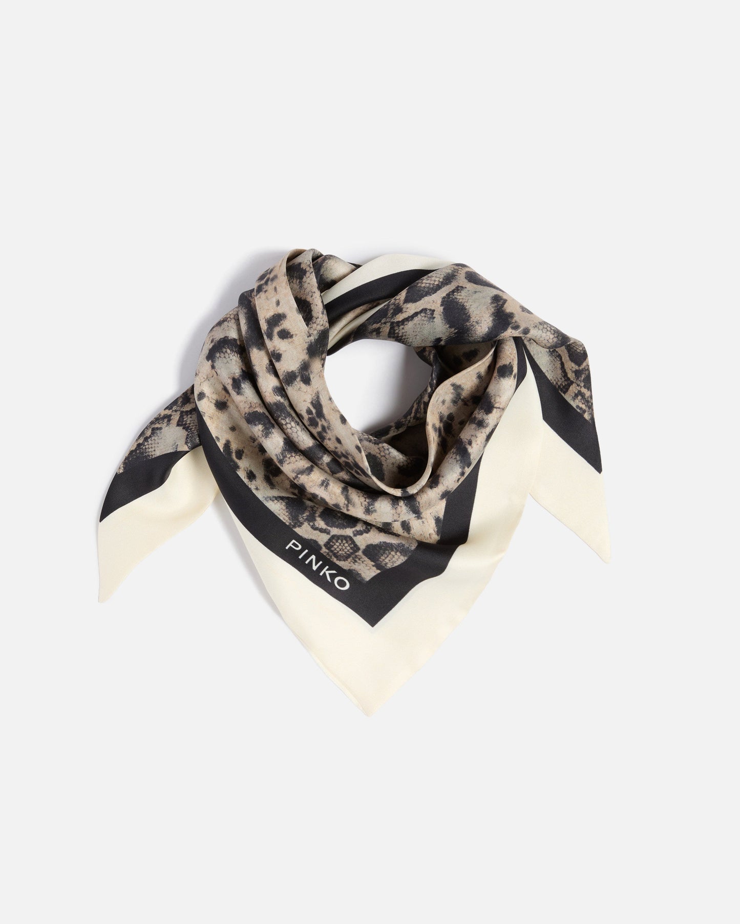 Triangular scarf with snake print