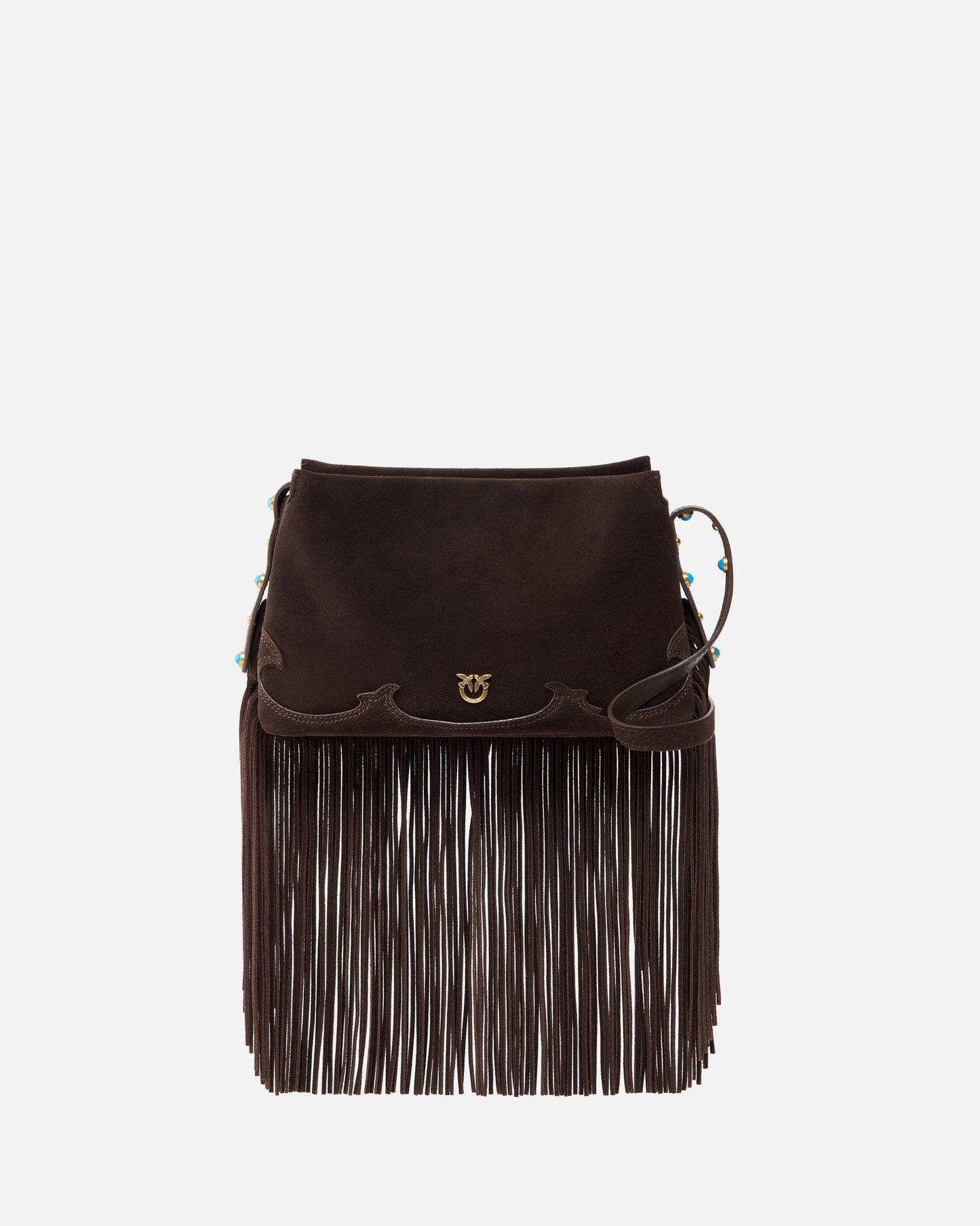 One, Two, Three Bag small crossbody bag in suede with fringes