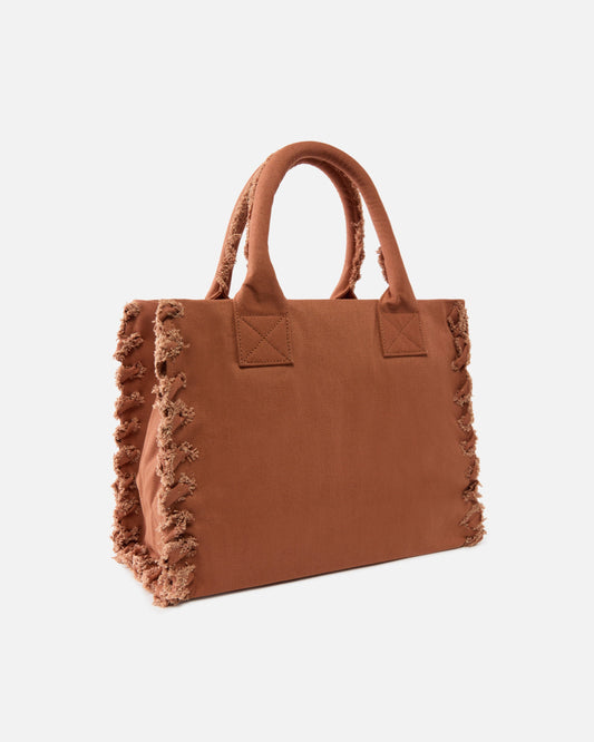 Medium Beach shopping tote in canvas with logo and fraying