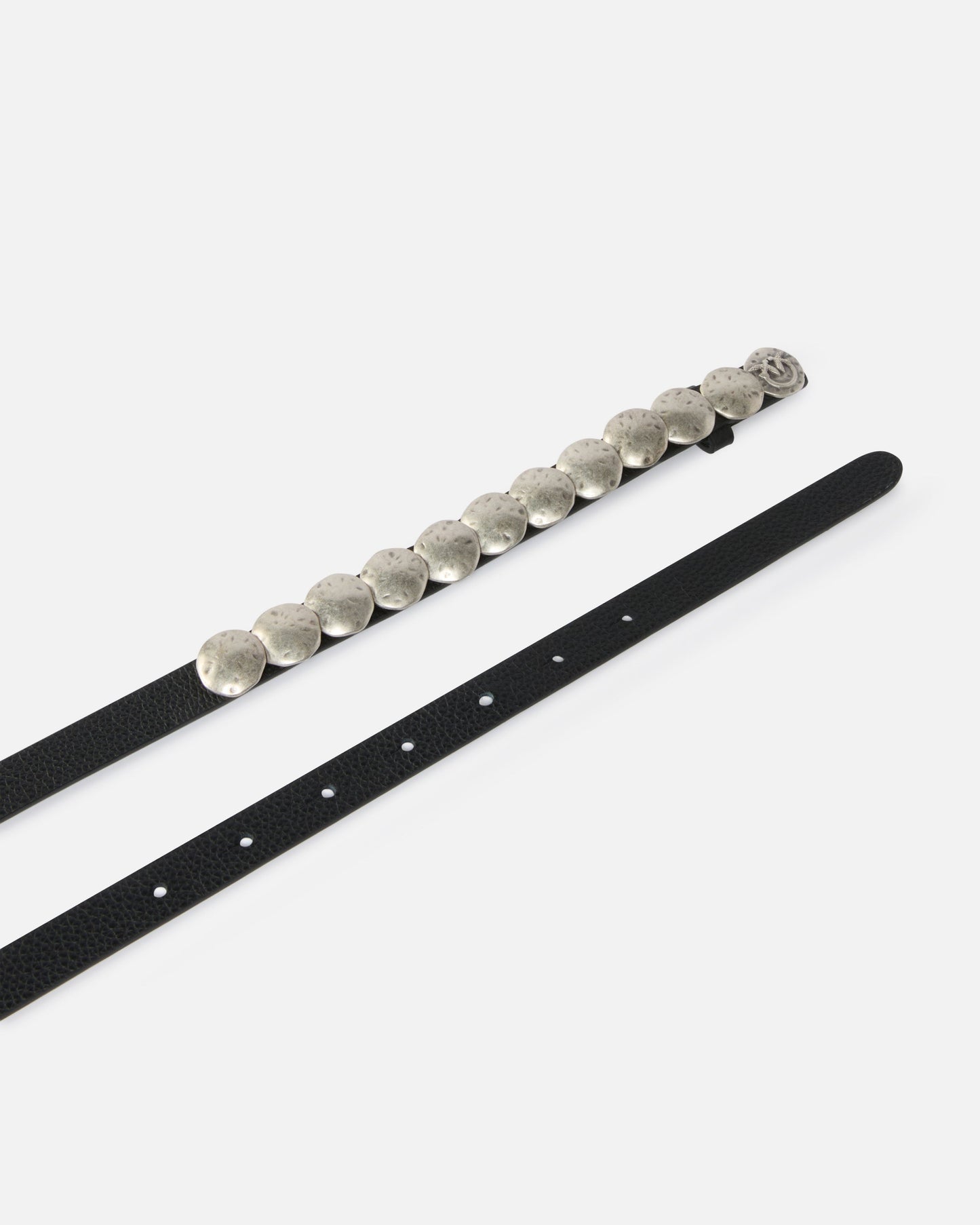 Double-wrap leather belt with studs, 1.5 cm